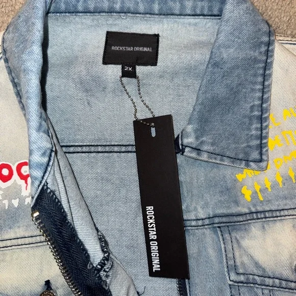 Rockstar Denim Jacket and Jeans Set Men jacket 2x pants 42 x32 brand new